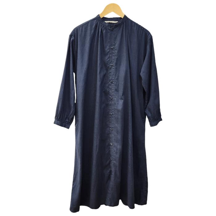 【中古】 GRANDMA MAMA DAUGHTER グランマママドーター シャツワンピース レディース コットン リネン ネイビー 1サイズ GE2032221-200424 T1