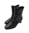 【中古】 RiZComfort リズコンフォート サイドジップ レザー ショートブーツ 0603 サイズ23.0cm D4
