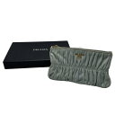 【中古】PRADA プラダ フラットポーチ 1M1152 グレー W4