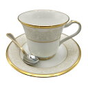 【中古】 Noritake ノリタケ WHITE PALACE ホワイトパレス アメリカン カップ&ソーサー&スプーン 3点セット 4753N 未使用品 H4