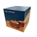 【中古】 recolte レコルト パーティークッカー 卓上調理器 ホットプレート 丸型 フォンデュ鍋 たこ焼き器 ポップコーンメーカー 蒸し料理 同時調理可能 専用フタ ココット付き ミニパン4個 カードレシピ付 レッド RRF-3 R1