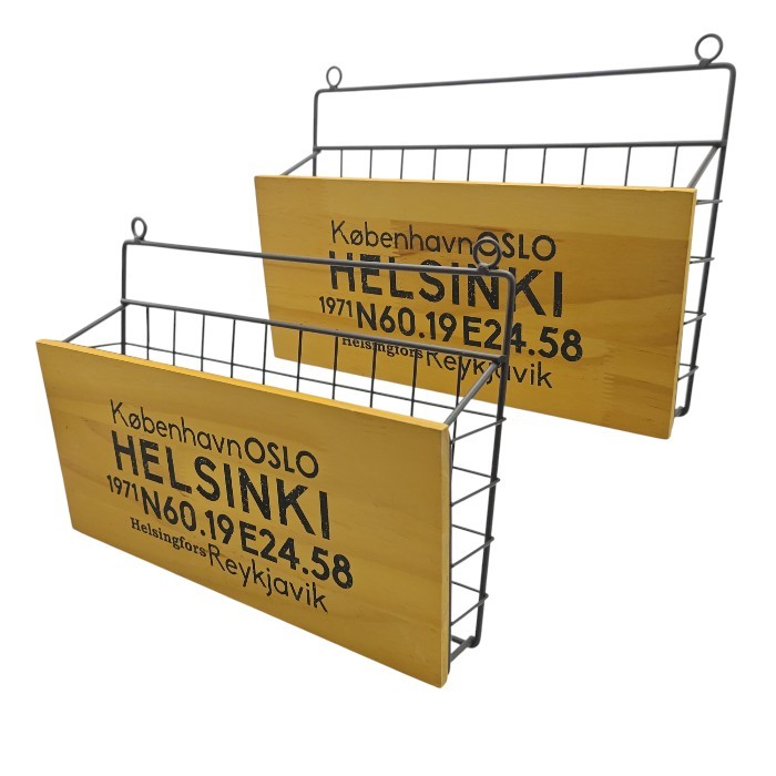 【中古】 ヴィンテージ風 レターホルダー ドアマガジン ウォールラック 2個セット W4