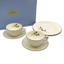 【中古】 Wedgwood ウェッジウッド フェスティビティ ラズベリー ハニーセット ティーカップ/ソーサー プレート ペア T1