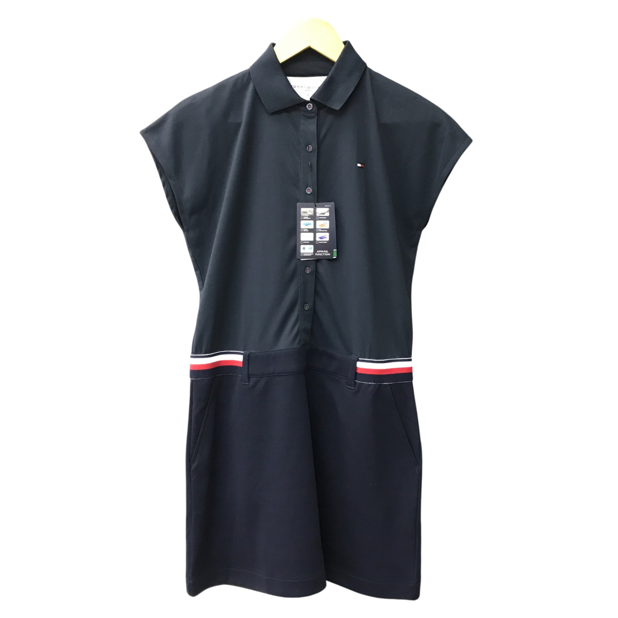 【中古】 TOMMY HILFIGER GOLF ワンピース レディース フレンチスリーブ ネイビー Lサイズ THLA217 T1