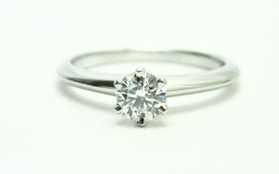 【送料無料】TIFFANY&Co./ティファニーソリテールPt950ダイヤ0.35ctリング(10.5号)【中古】