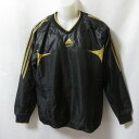 【中古】 【送料無料】 古着 メンズL adidas/アディダス プロフェッショナル 裏メッシュ Vジャン トレーニングウェア 長袖 野球 ブラック/ゴールド ...