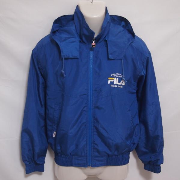 【中古】 【送料無料】 古着 メンズUSA31(XS-S相当) FILA/フィラ 裏起毛 ブレーカージャケット フード フルジップ 防風 防寒 ブルー FA4GA3307