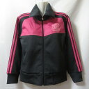 【中古】 【送料無料】 古着 レディースM adidas/アディダス トラックジャケット ジャージ ジップ スポーツ ジム トレーニング ダークグレー/ピンク ...
