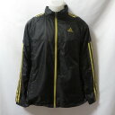 【中古】 【送料無料】 古着 メンズL adidas/アディダス 裏起毛 ウインドブレーカー トラックジャケット ジップ 防寒 ブラック Z04525