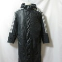 【中古】 【送料無料】 古着 メンズM adidas/アディダス 中綿 裏起毛 ロングコート ベンチコート ジップ ブラック BQ4256