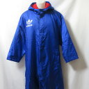 【中古】 【送料無料】 古着 メンズM adidas/アディダス デサント製 裏ボア ロングコート ボタン 防寒 スポーツ 観戦 ブルー ADS-8403