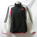 【中古】 【送料無料】 古着 レディースL adidas/アディダス クロスジャケット トラックジャージ フルジップ カジュアル スポーツ ホワイト/ブラック ...