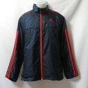 【中古】 【送料無料】 古着 メンズL adidas/アディダス 裏メッシュ ウインドブレーカージャケット ジップ スポーツ カジュアル ネイビー/レッド Z0...