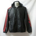 【中古】 【送料無料】 古着 メンズM adidas neo/アディダスネオ 裏メッシュ ウインドブレーカージャケット ジップ フード スポーツ ブラック/レッ...