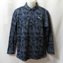 【中古】 【送料無料】 古着 メンズXL PUMA/プーマ ポリエステル ポロシャツ 長袖 スポーツ カジュアル ネイビー/ホワイト 923616