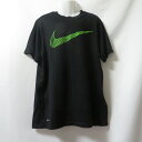 【中古】 【送料無料】 古着 ジュニアL(160) NIKE/ナイキ ポリエステルTシャツ 半袖 スポーツ ジム ジョギング トレーニング ブラック/ライトイエ...