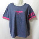 【中古】 【送料無料】 古着 レディースL adidas neo/アディダスネオ Tシャツ 半袖 スポーツMIX カジュアル グレー/ピンク AP4757