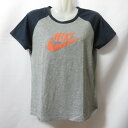 【中古】 【送料無料】 古着 レディースL NIKE/ナイキ Tシャツ 半袖 スポーツMIX カジュアル グレー/ネイビー/オレンジ 333014-063