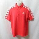 【中古】 【送料無料】 古着 メンズO adidas/アディダス ポリエステル ポロシャツ 半袖 ボタン スポーツ カジュアル ピンク/ホワイト GD8473