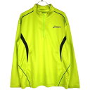 【中古】 【送料無料】 古着 メンズL asics/アシックス ハーフジップ ランニングシャツ 長袖 トレーニングウェア ライトグリーン/ブラック/ブルー/シル...