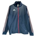 【中古】 【送料無料】 古着 レディースL adidas/アディダス トラックジャケット ジャージ フルジップ スポーツ ウォーキング ネイビー/ピンク/ホワイ...