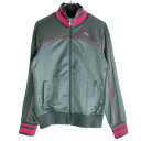 【中古】 【送料無料】 古着 レディースM PUMA/プーマ トラックジャケット ジャージ フルジップ スポーツ ウォーキング ダークグレー/ピンク 90077...