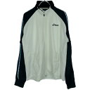 【中古】 【送料無料】 古着 メンズM asics/アシックス トラックジャケット ジャージ フルジップ スポーツ ウォーキング ホワイト/ネイビー XAT15...