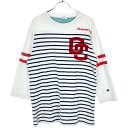 【中古】 【送料無料】 古着 メンズL Champion/チャンピオン Tシャツ 七分袖 カジュアル TEE スポーツMIX ホワイト/ネイビー/レッド C3-Z417