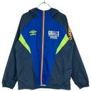 【中古】 【送料無料】 古着 メンズS UMBRO/アンブロ 裏起毛 ウインドブレーカージャケット パーカー フード ジップ サッカー ネイビー/ブルー UCA4680SD