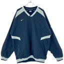 【中古】 【送料無料】 古着 メンズXL NIKE/ナイキ 裏メッシュ Vジャン 長袖 ウインドブレーカー 野球 ソフトボール ネイビー/ホワイト 142968