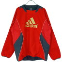 【中古】 【送料無料】 古着 メンズM adidas/アディダス 裏起毛 ピステトップ 長袖 サッカー フットサル 練習着 レッド/ブラック/ゴールド/ホワイト F44061