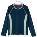 【中古】 【送料無料】 古着 レディースL NIKE/ナイキ ポリエステル Tシャツ 長袖 スポーツ トレーニング 練習着 ダークネイビー/ホワイト/ピンク 5...