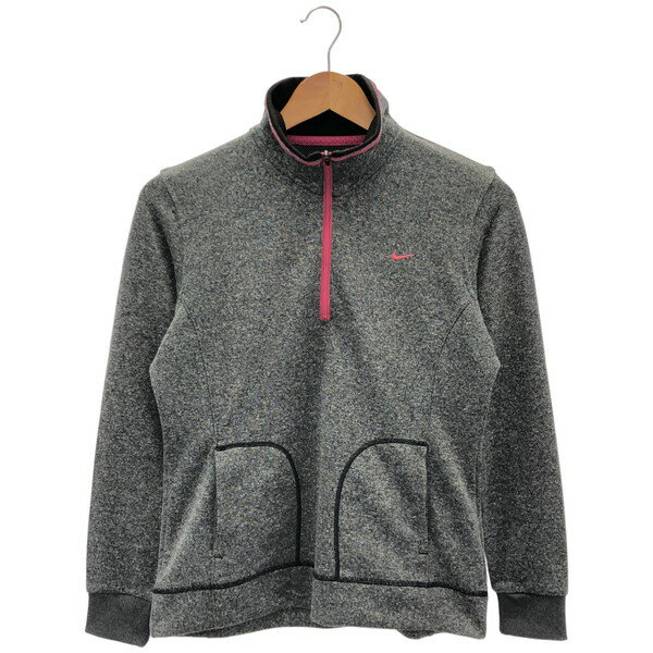 【中古】 【送料無料】 古着 レディースL NIKE/ナイキ ハーフジップ ニット トップス ゴルフウェア 長袖 グレー/ピンク 634528-032