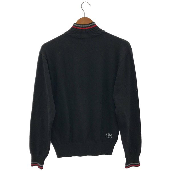 【中古】 【送料無料】 古着 メンズM FILA/フィラ ハーフジップ ニット ジャケット ゴルフウェア ブラック/グレー ST4FM700