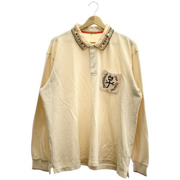 【中古】 【送料無料】 古着 メンズ5 CASTELBAJAC/カステルバジャック ポロシャツ ゴルフウェア 長袖 ボタン ベージュ/ブラウン/オレンジ 7987-7201
