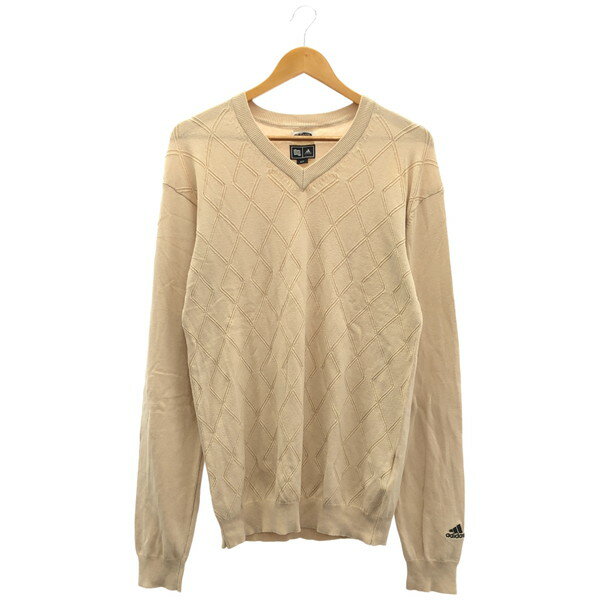 【中古】 【送料無料】 古着 メンズS adidas/アディダス セーター ゴルフウェア ベージュ 436238