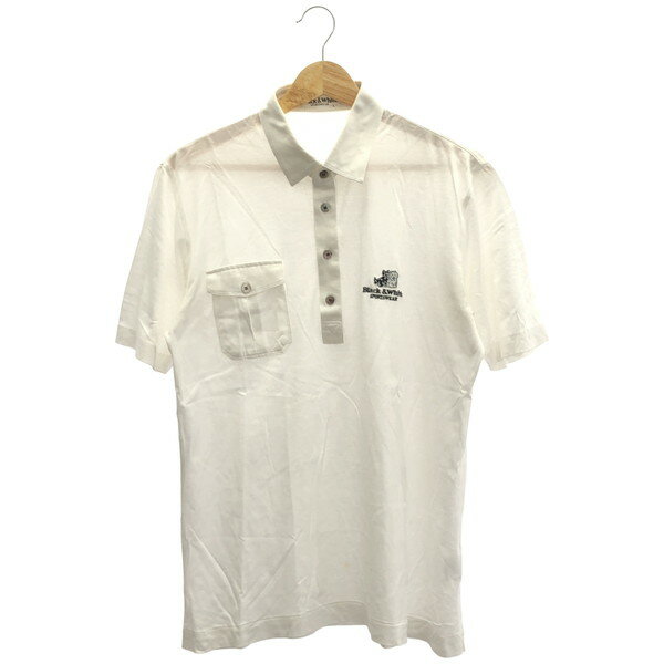 【中古】 【送料無料】 古着 メンズL BLACK＆WHITE SPORTSWERA/ブラック＆ホワイトスポーツウェア ポロシャツ ゴルフウェア ボタン 半袖 ホワイト/ブラック
