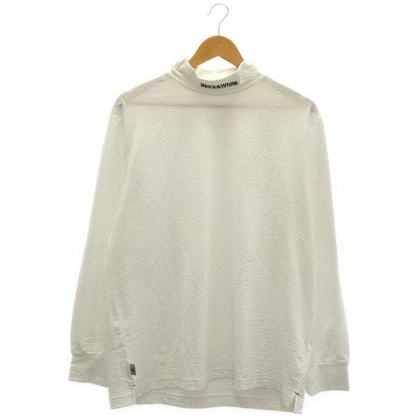 【中古】 【送料無料】 古着 メンズLL BLACK＆WHITE SPORTSWERA/ブラック＆ホワイトスポーツウェア モックネック ニットシャツ ゴルフウェア ホワイト BGS9202TR