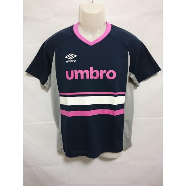 【中古】 【送料無料】 古着 メンズS UMBRO/アンブロ サッカー フットサル プラシャツ 半袖 吸汗速乾 練習 ジョギング ネイビー×ピンク UBS7531