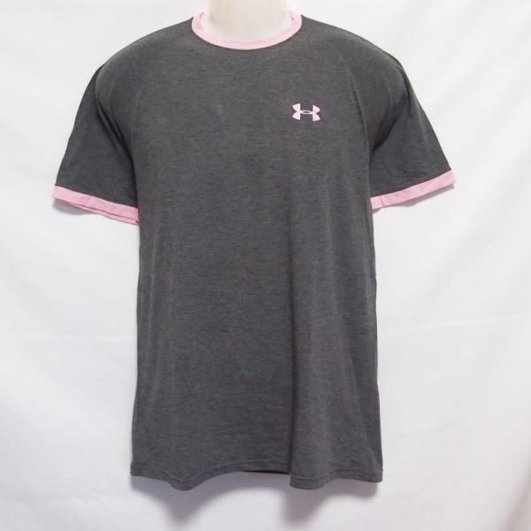 【中古】 【送料無料】 古着 メンズS UNDER ARMOUR/アンダーアーマー ポリエステルTシャツ 半袖 スポーツ ジョギング トレーニング グレー/ピンク 200032