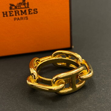 新品同様◆HERMES エルメス シェーヌダンクル スカーフリング◆美品/gold /ゴールドカラー/レディース/服飾小物/アクセサリー/KI1004【中古】