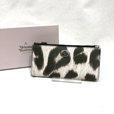 美品◆VIVIENNE WESTWOOD ヴィヴィアンウエストウッド 二つ折り財布 現行完売品 ◆レオパード柄/ユニセックス/長財布/FU1002【中古】