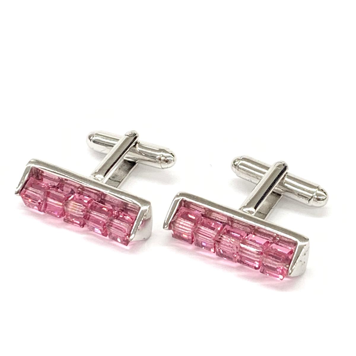 ◆TATEOSSIAN タテオシアン カフスボタン・カフリンクス◆ シルバーカラー金具×ピンク/スーツ/アクセサリー/メンズ/服飾小物【中古】