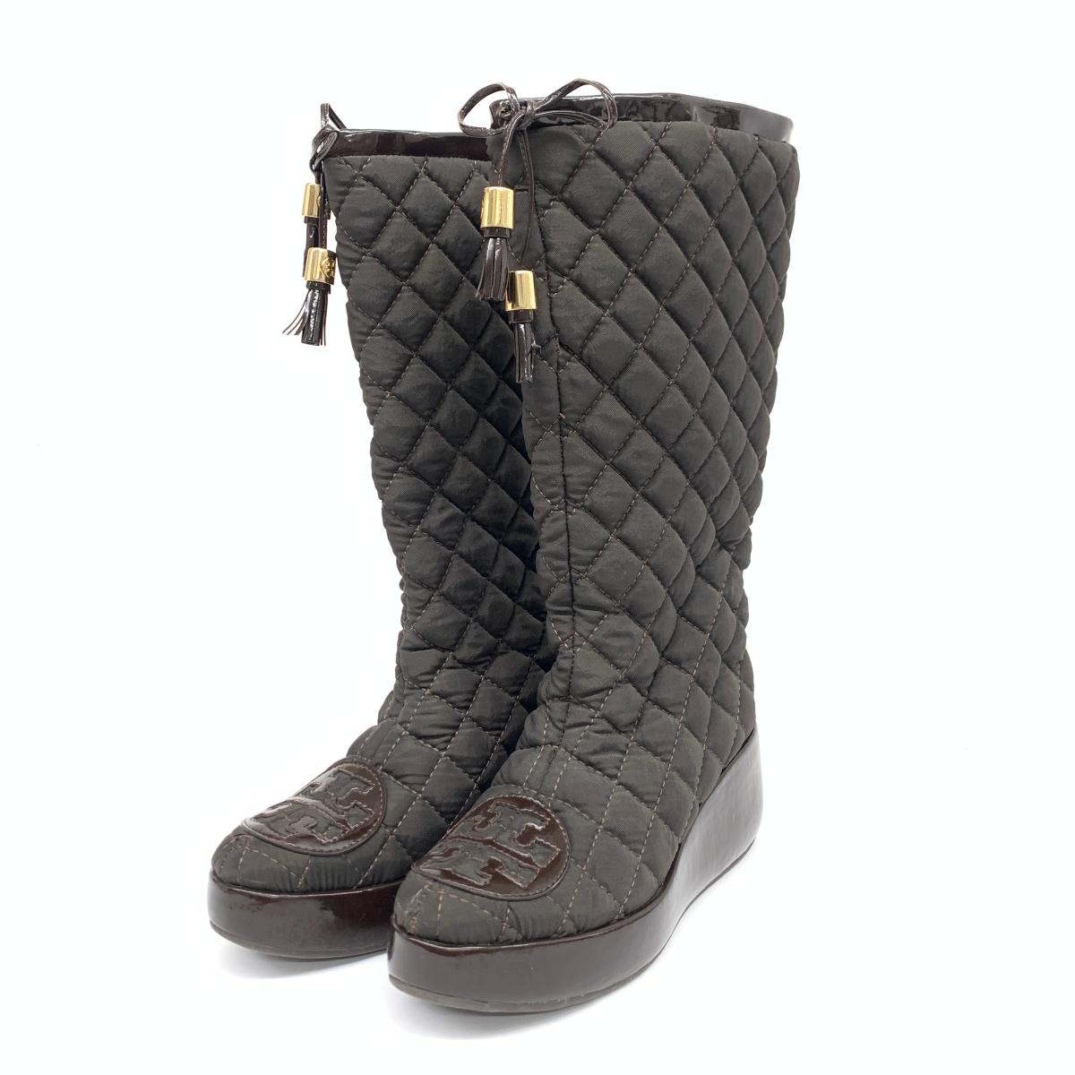 ◆TORY BURCH トリーバーチ キルティング ロングブーツ サイズ6M◆ brown/茶/ブラウン/タッセル/レディース/シューズ/靴【中古】