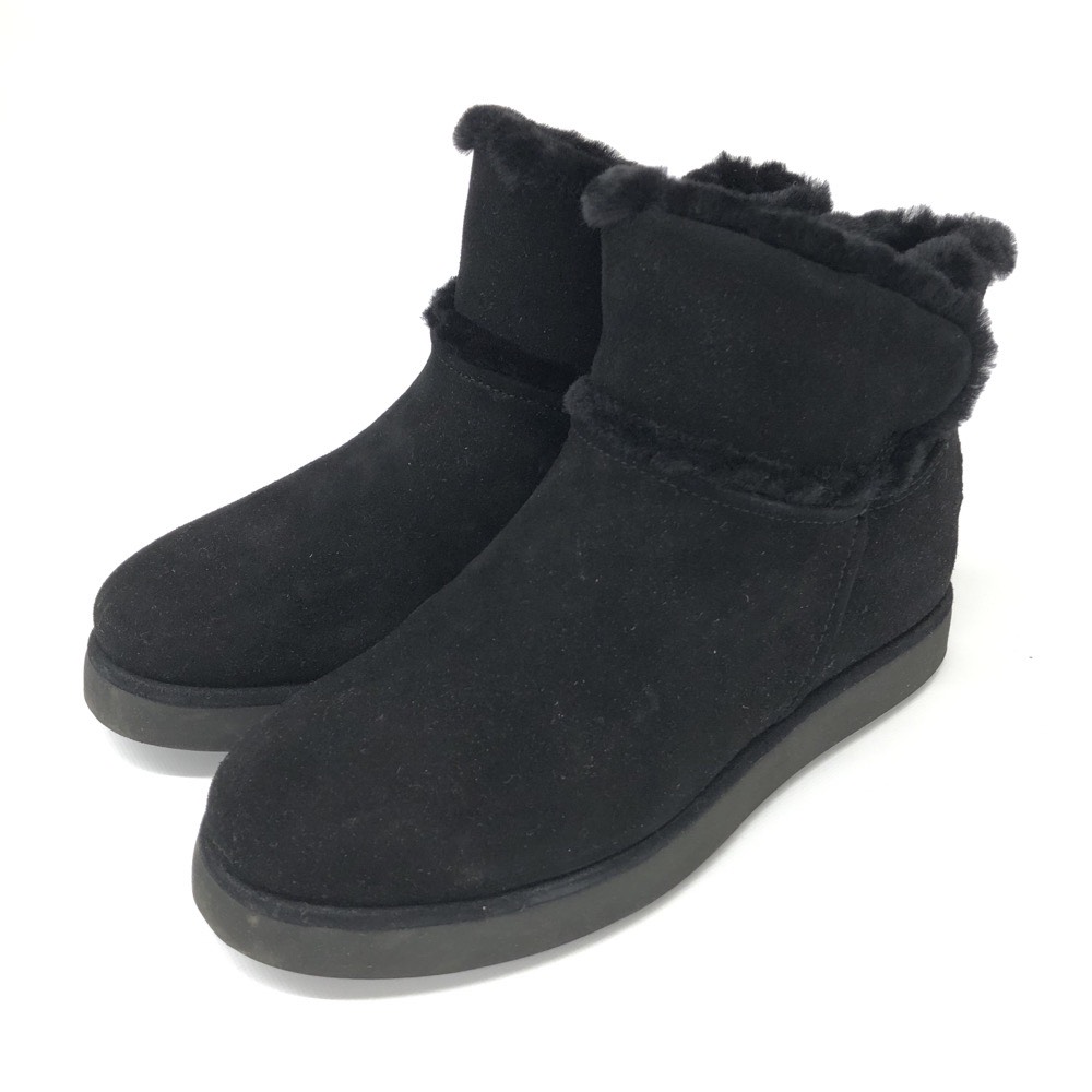 UGG アグ CLASSIC MINI SPILL SEAM ムートンブーツ 良好 24.0cm ブラック レディース 靴 シューズ ブーティー boots 【中古】