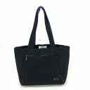 ARMANI EXCHANGE アルマーニエクスチェンジ トートバッグ ブラック フェルト ユニセックス ワッペン マサチューセッツ 大学 bag 鞄 【中古】...