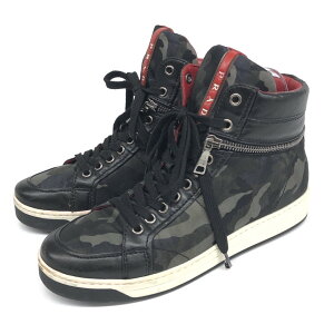 PRADA プラダスポーツ ハイカットスニーカー 38 ブラック 迷彩 レディース 靴 シューズ sneakers 【中古】