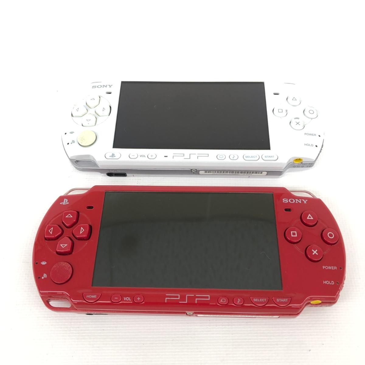 SONY ソニー プレイステーションポータブル ゲーム機本体 2台セット ホワイト/レッド PSP ポータブルゲーム ホビー 【中古】