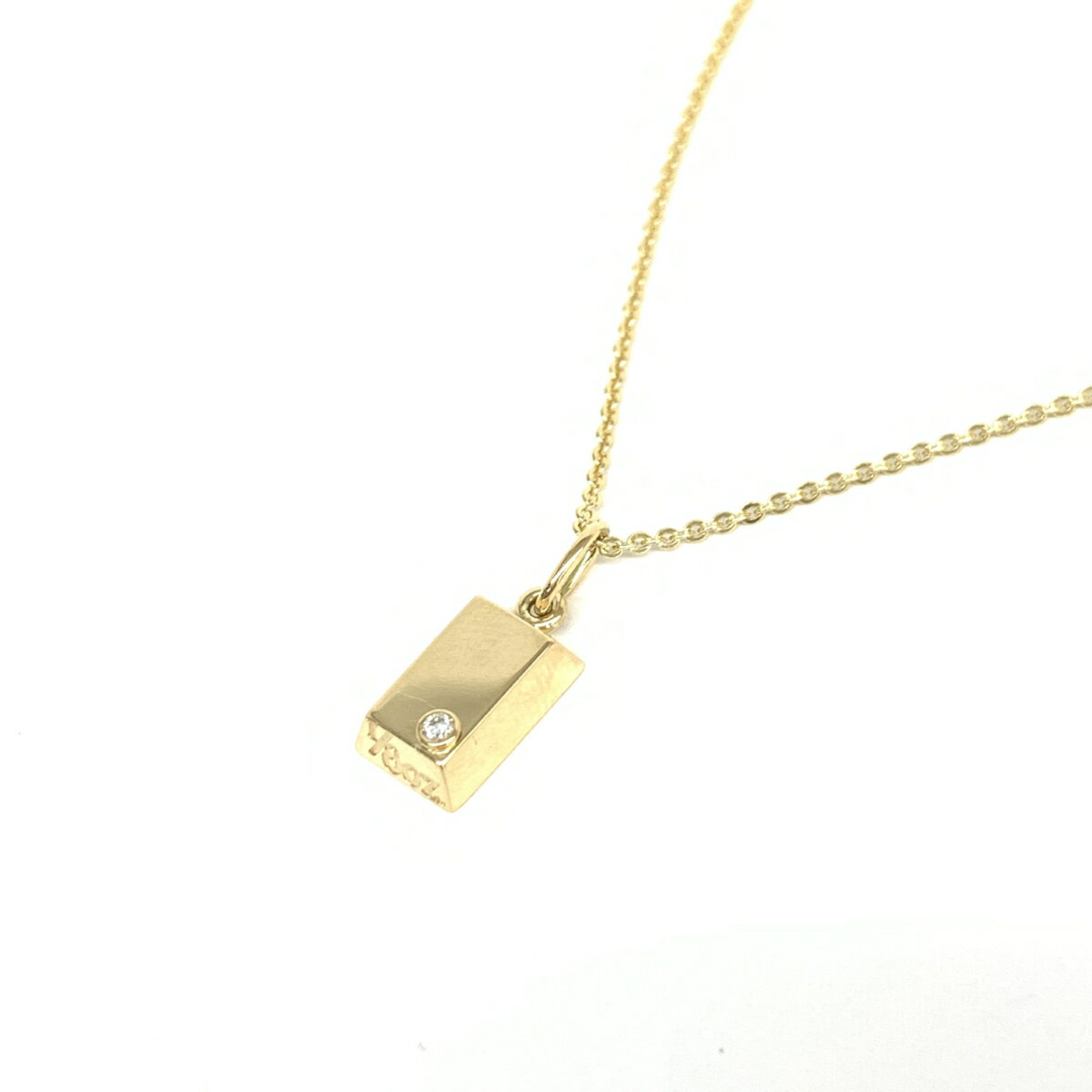 美品 Cartier カルティエ K18YG ネックレス 【\3980以上送料無料!!】Cartier カルティエ ネックレス 美品 ゴールドカラー K18YG ダイヤモンド1P インゴットチャーム 8OZ ユニセックス 総重量:6.6g 【中古】