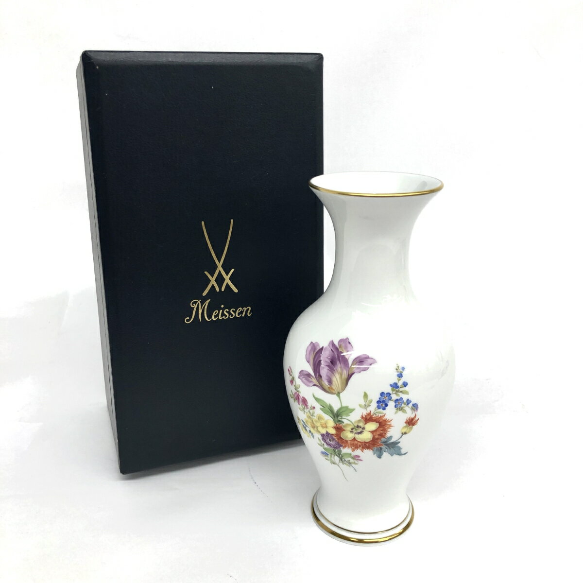 10%OFF!!★楽天スーパーセール対象商品★ Meissen マイセン フラワーベース 高さ24cm 箱付 新品同様 ホワイト 陶器 五つ花 花瓶 インテリア 【中古】 【202404】